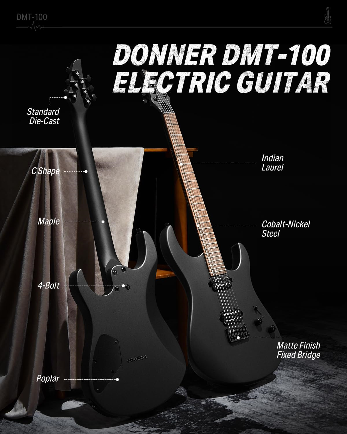 Donner DMT-100 Elektro Gitar (Siyah)