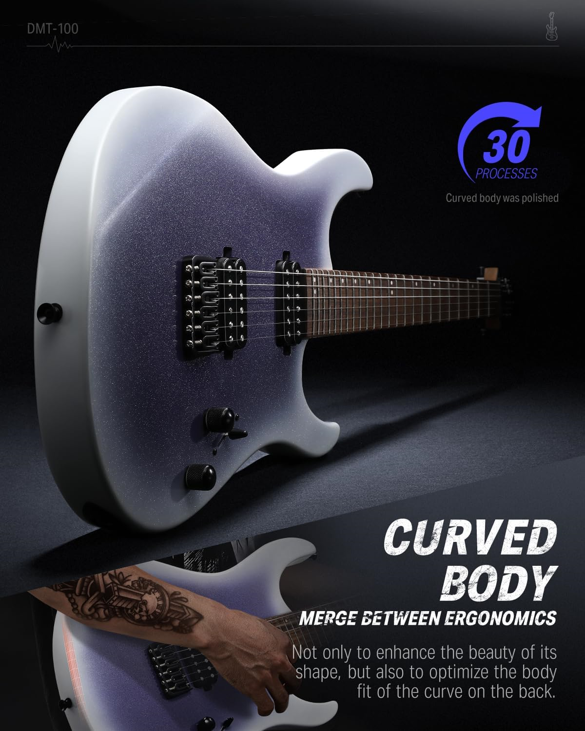 Donner DMT-101B Elektro Gitar (Purple Burst)