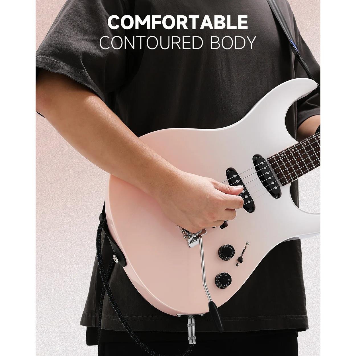 Donner DMT-66 Elektro Gitar (Pink-White Gradient)