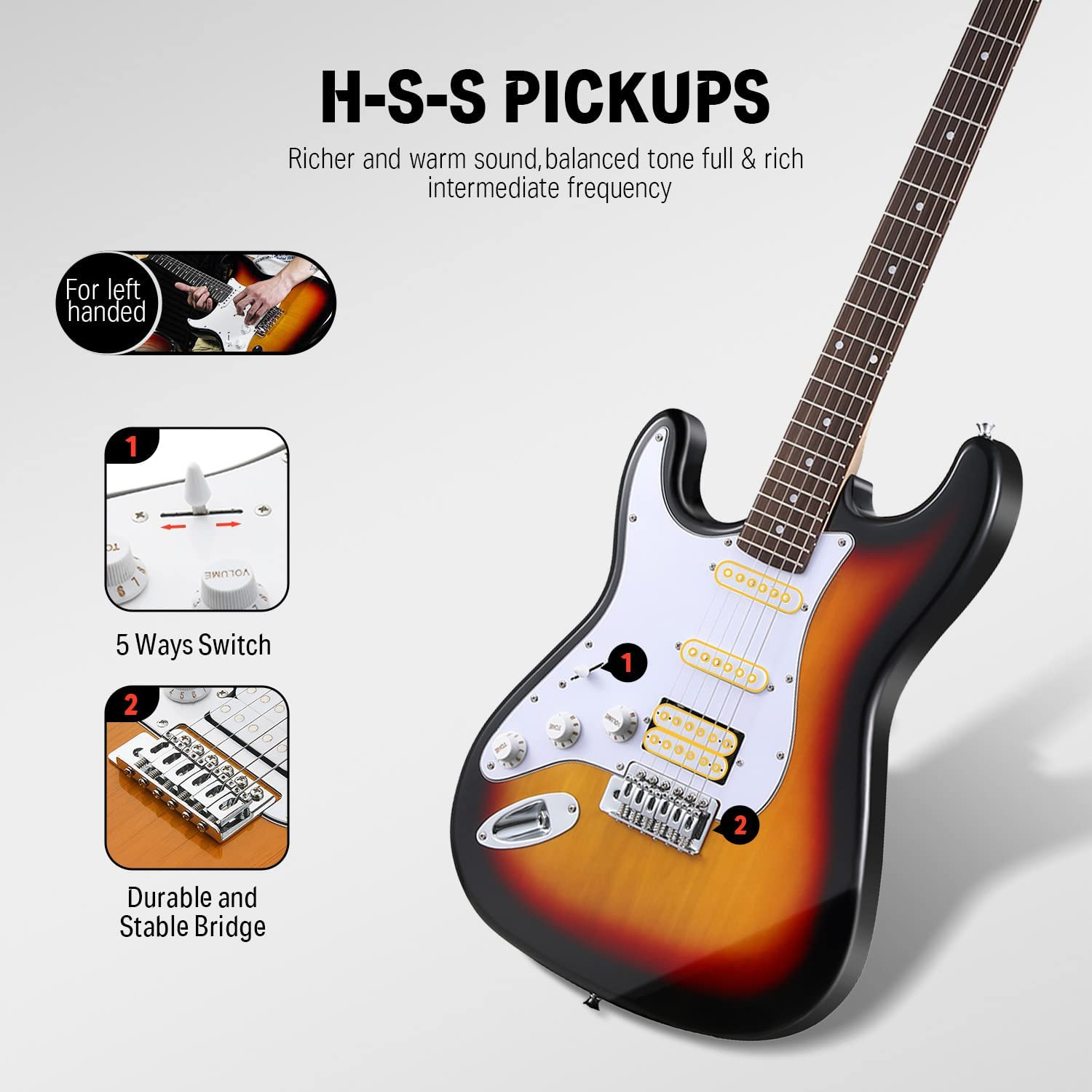 Donner DST-100 Amfili Elektro Gitar Başlangıç Seti (Kırmızı)