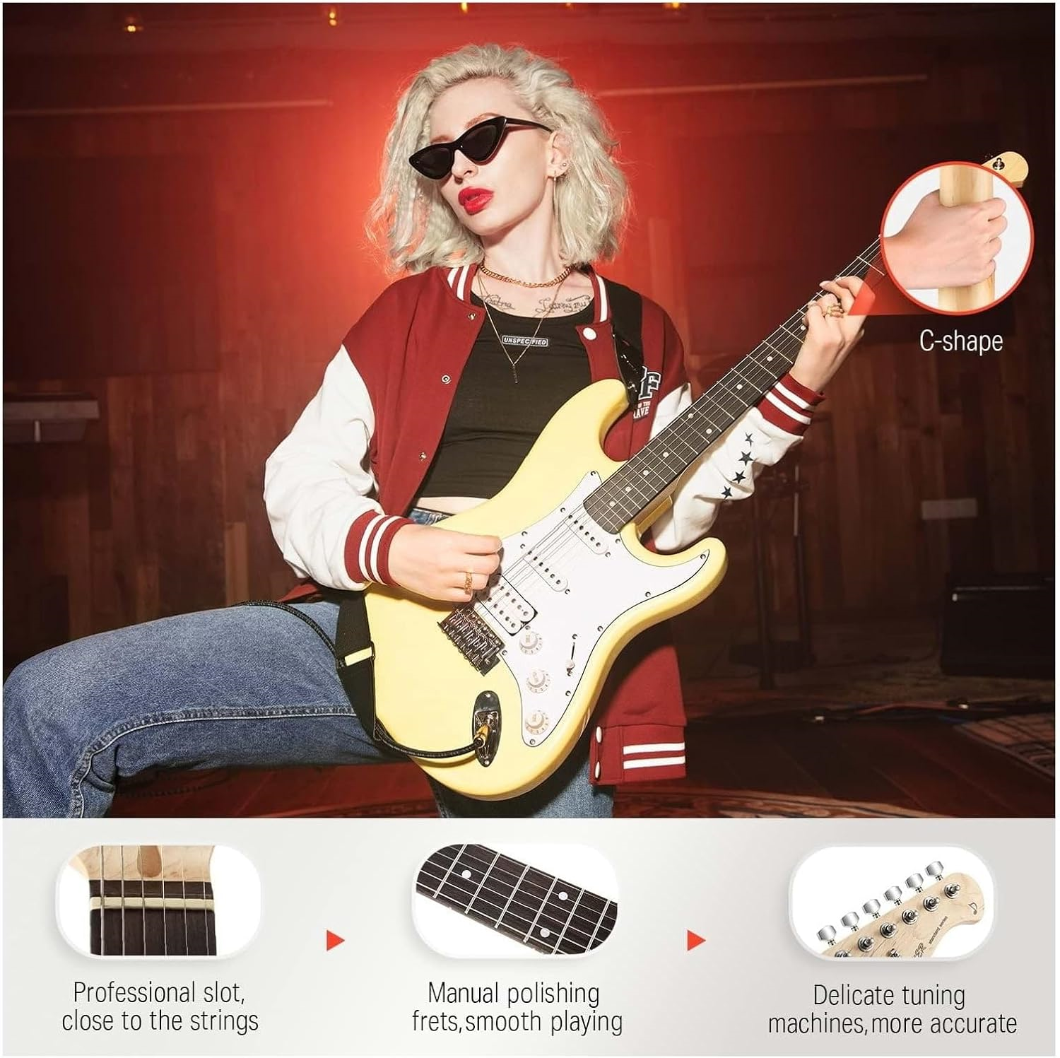 Donner DST-100 Elektro Gitar Seti (Sarı)