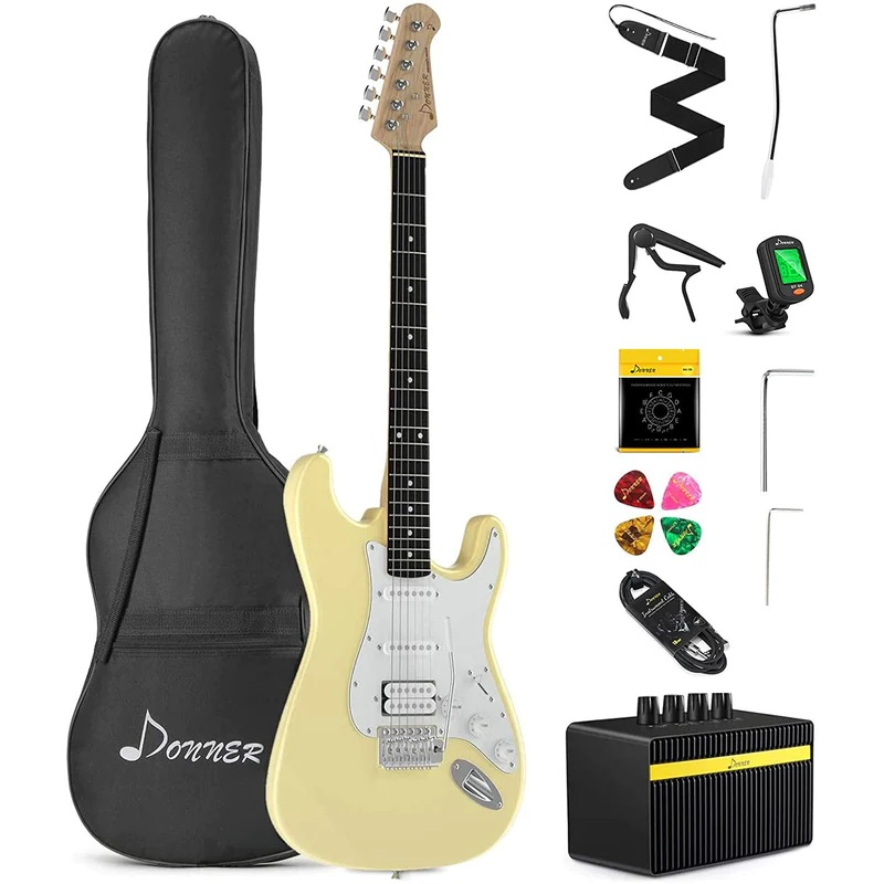 Donner DST-100 Elektro Gitar Seti (Sarı)