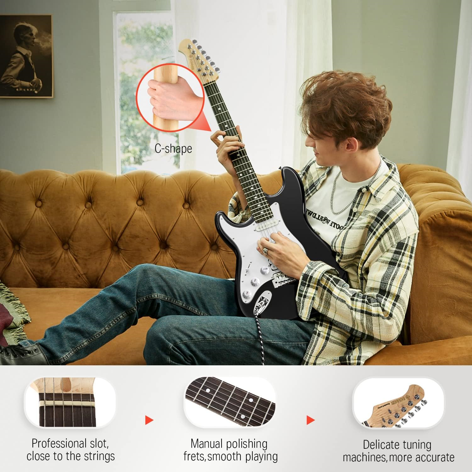 Donner DST-100B Elektro Gitar Seti (Siyah)