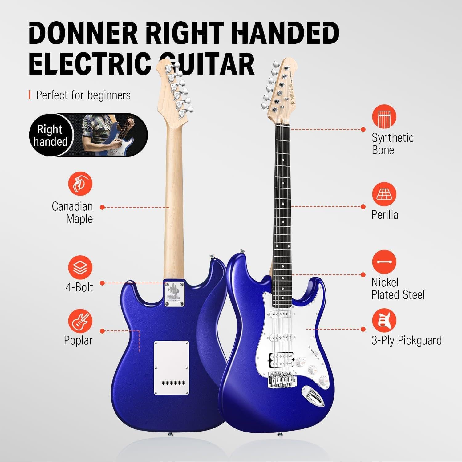 Donner DST-100L ST Elektro Gitar (Sapphire Blue)