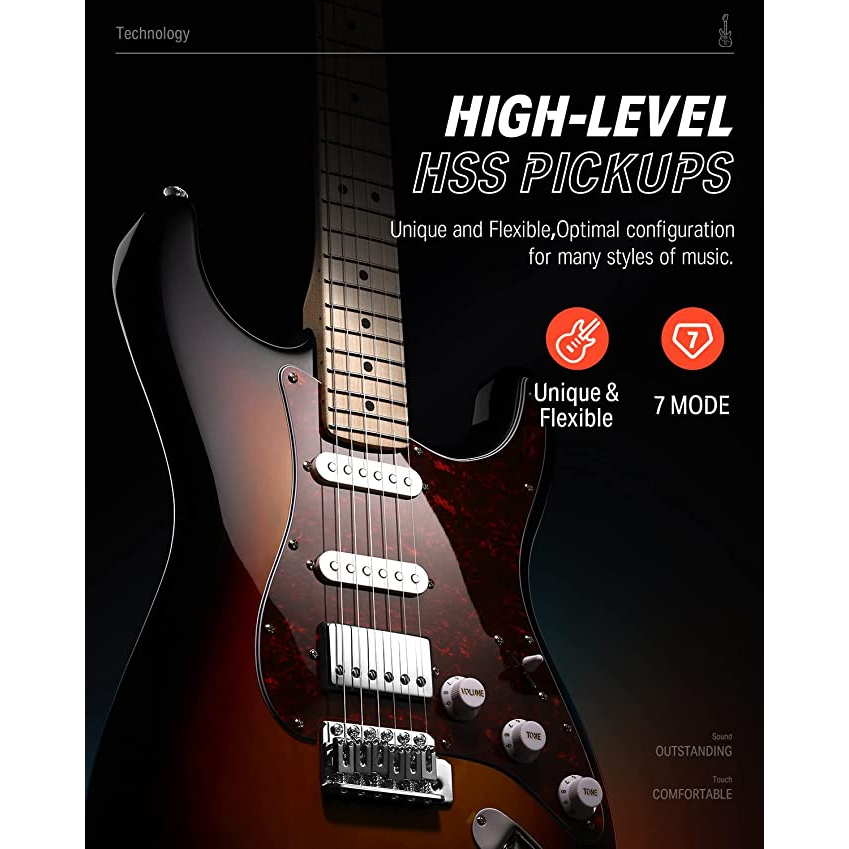 Donner DST-152 Full-Size ST Elektro Gitar Seti (Siyah)