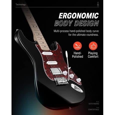 Donner DST-152 Full-Size ST Elektro Gitar (Siyah)