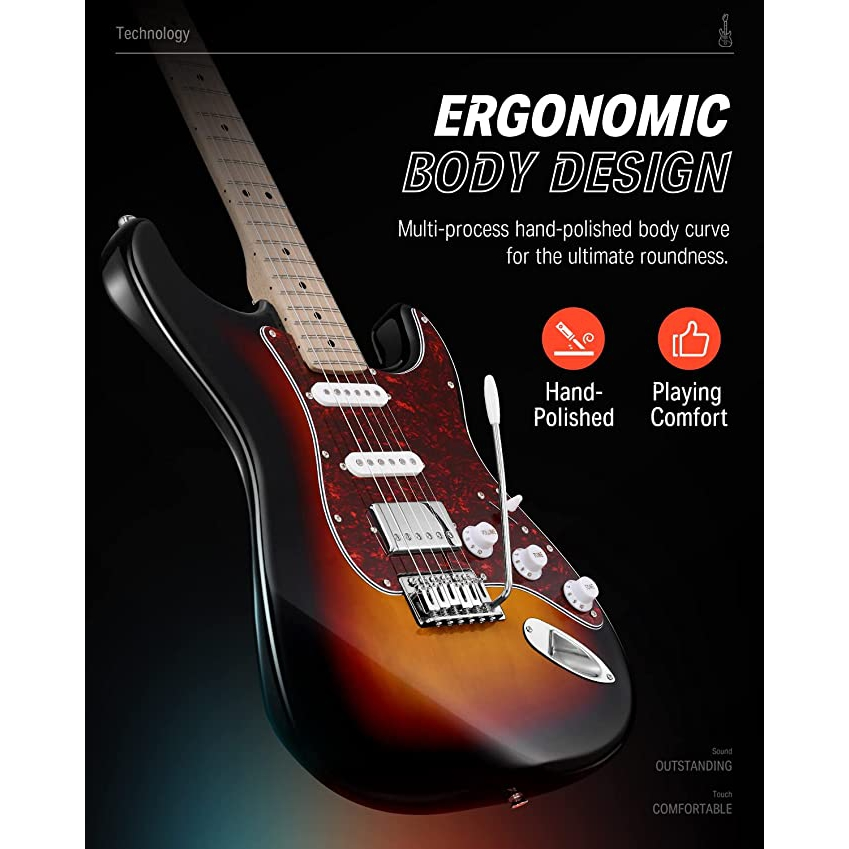 Donner DST-152 Full-Size ST Elektro Gitar Seti (Siyah)