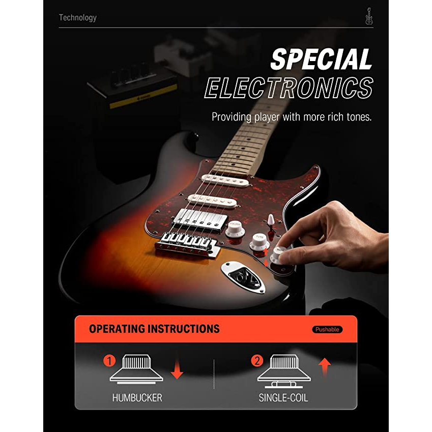 Donner DST-152 Full-Size ST Elektro Gitar Seti (Siyah)
