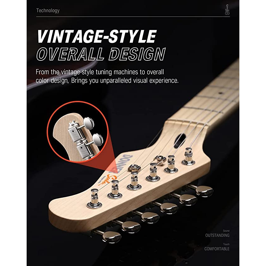 Donner DST-152 Full-Size ST Elektro Gitar Seti (Siyah)