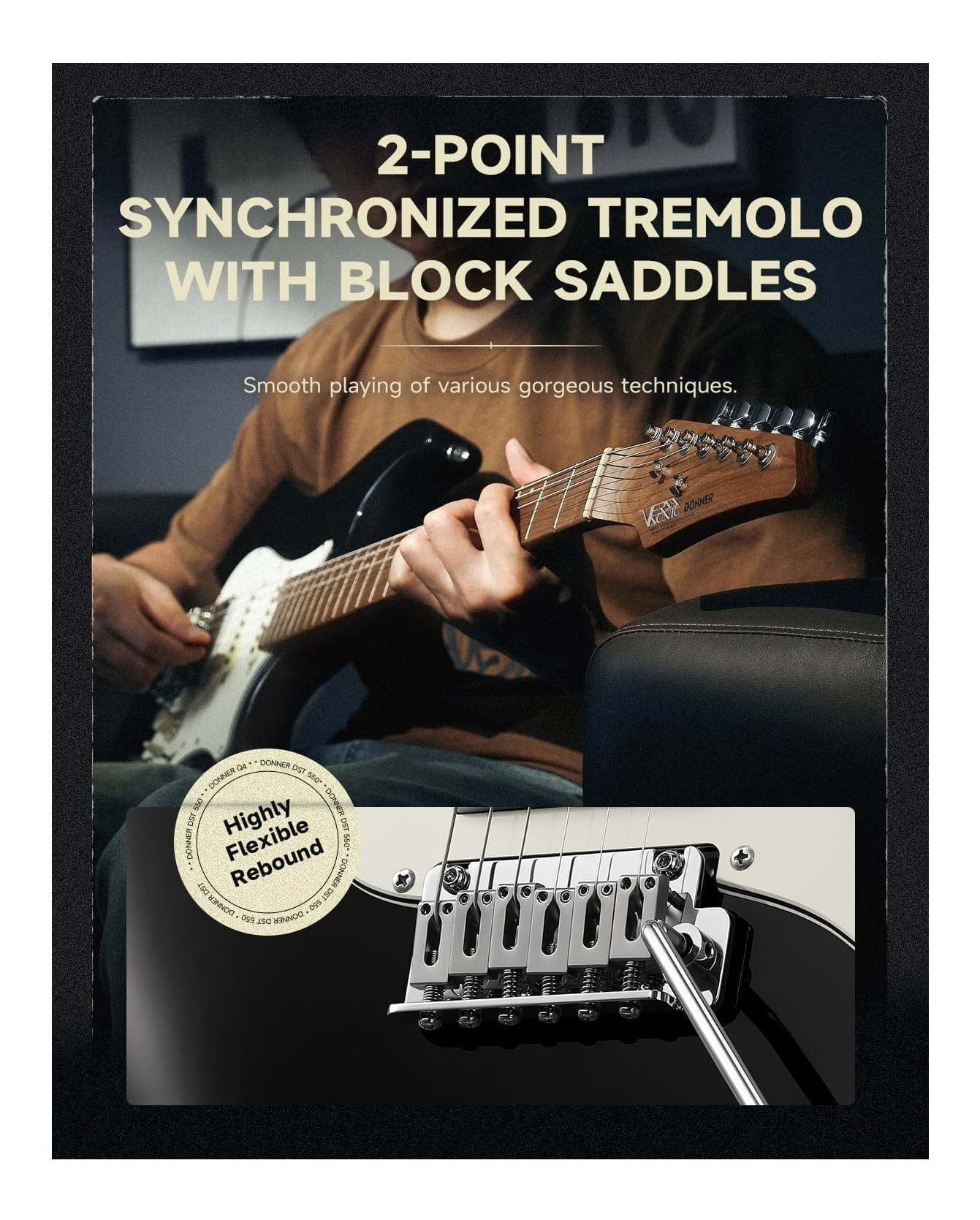 Donner DST-550 Elektro Gitar (Siyah)
