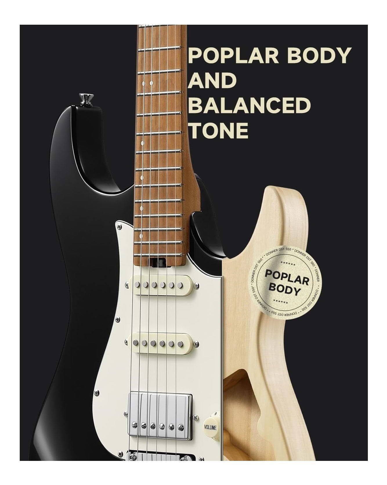 Donner DST-550 Elektro Gitar (Siyah)