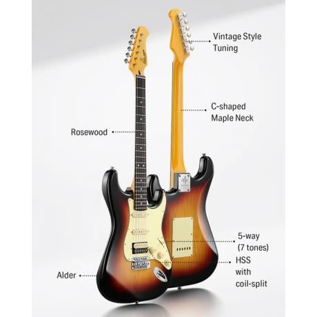 Donner DST-600 Elektro Gitar (3 Color Sunburst)