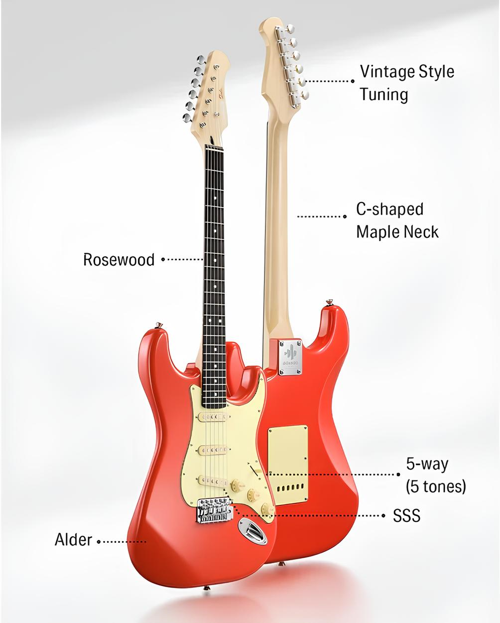 Donner DST-600 Elektro Gitar (Flat White)