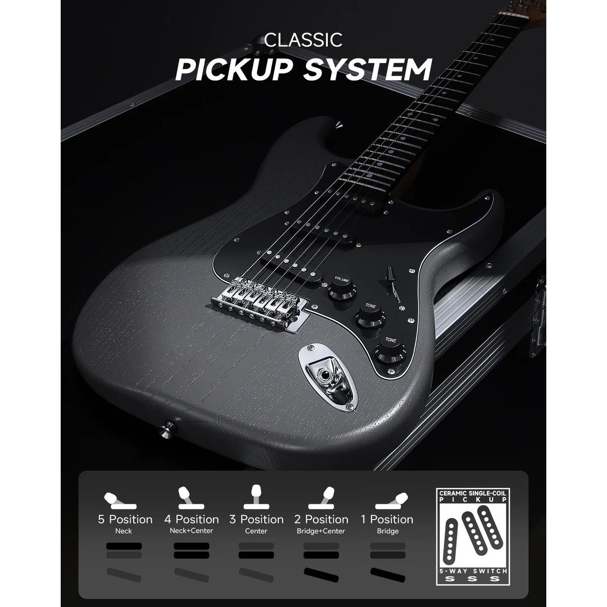 Donner DST-80 ST Elektro Gitar Seti (Matton Black)