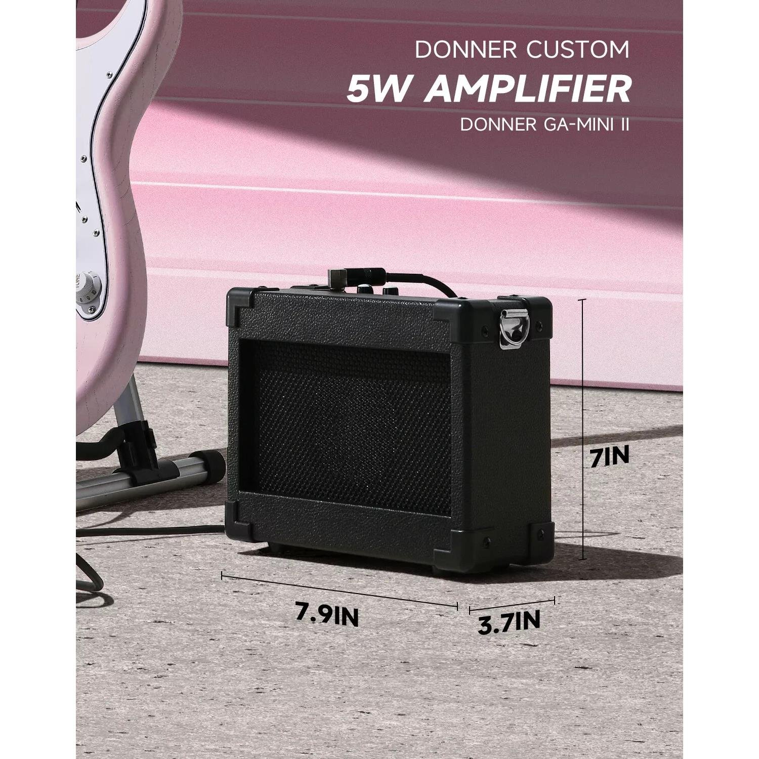 Donner DST-80 ST Elektro Gitar Seti (Pembe)