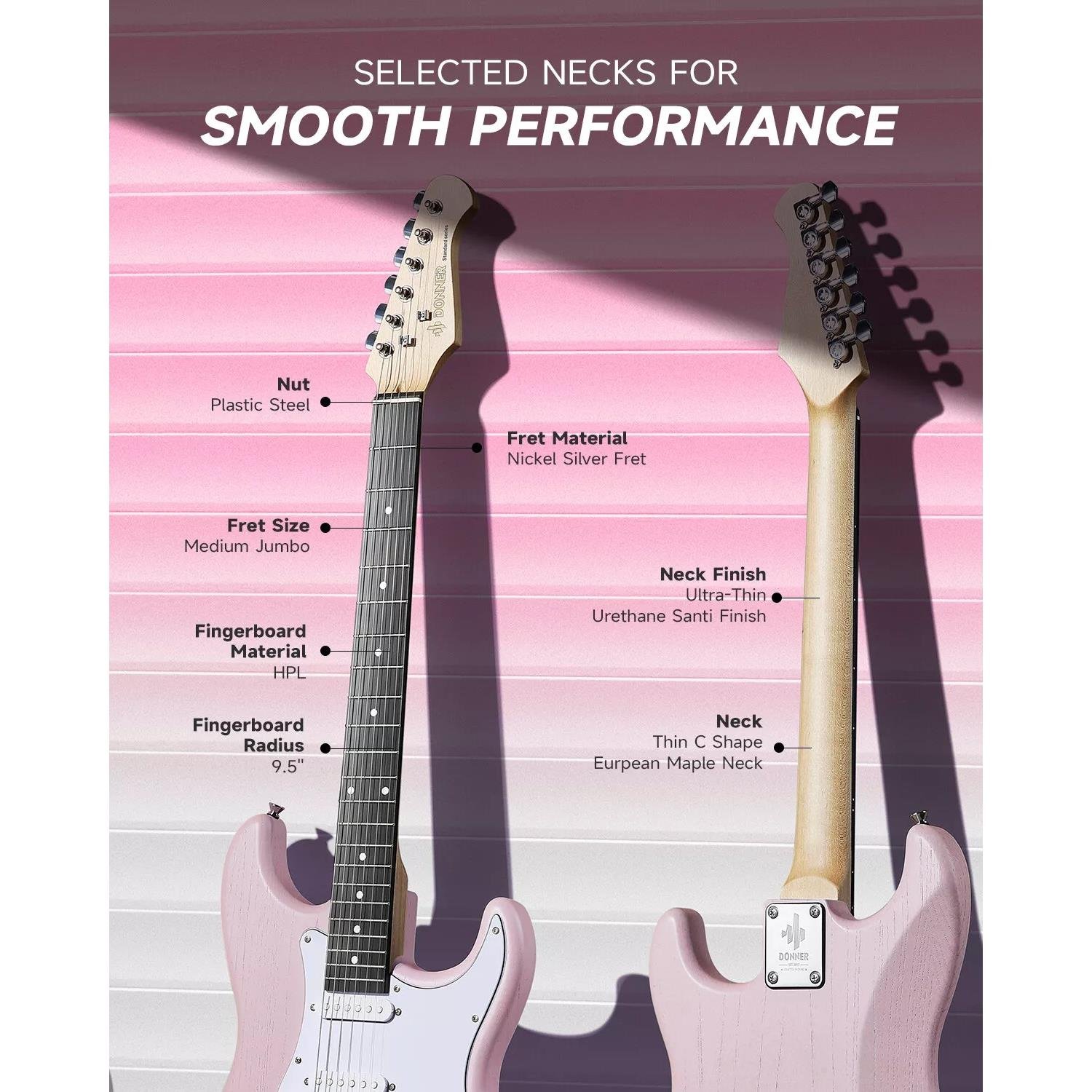 Donner DST-80 ST Elektro Gitar Seti (Pembe)