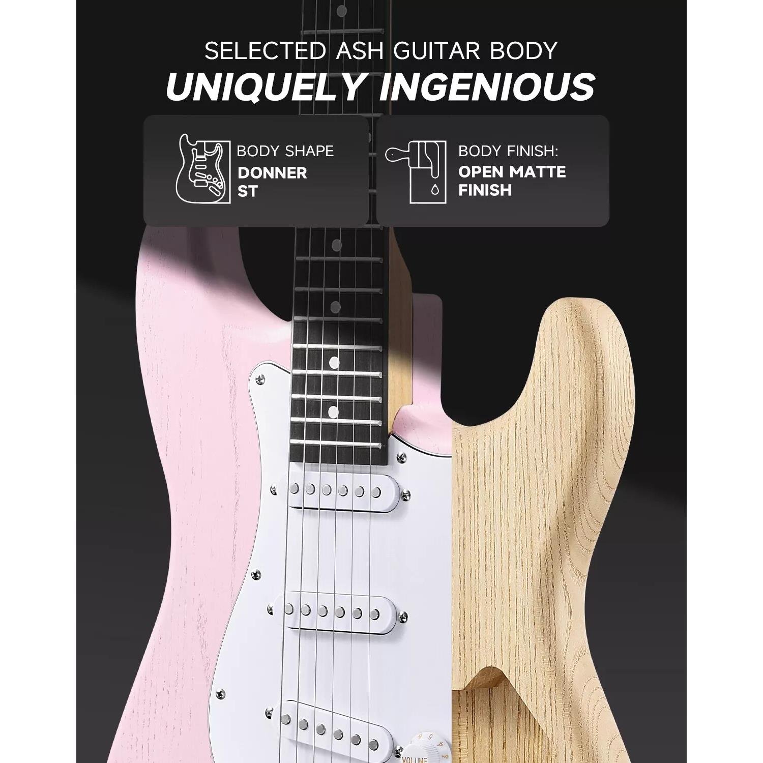 Donner DST-80 ST Elektro Gitar Seti (Pembe)