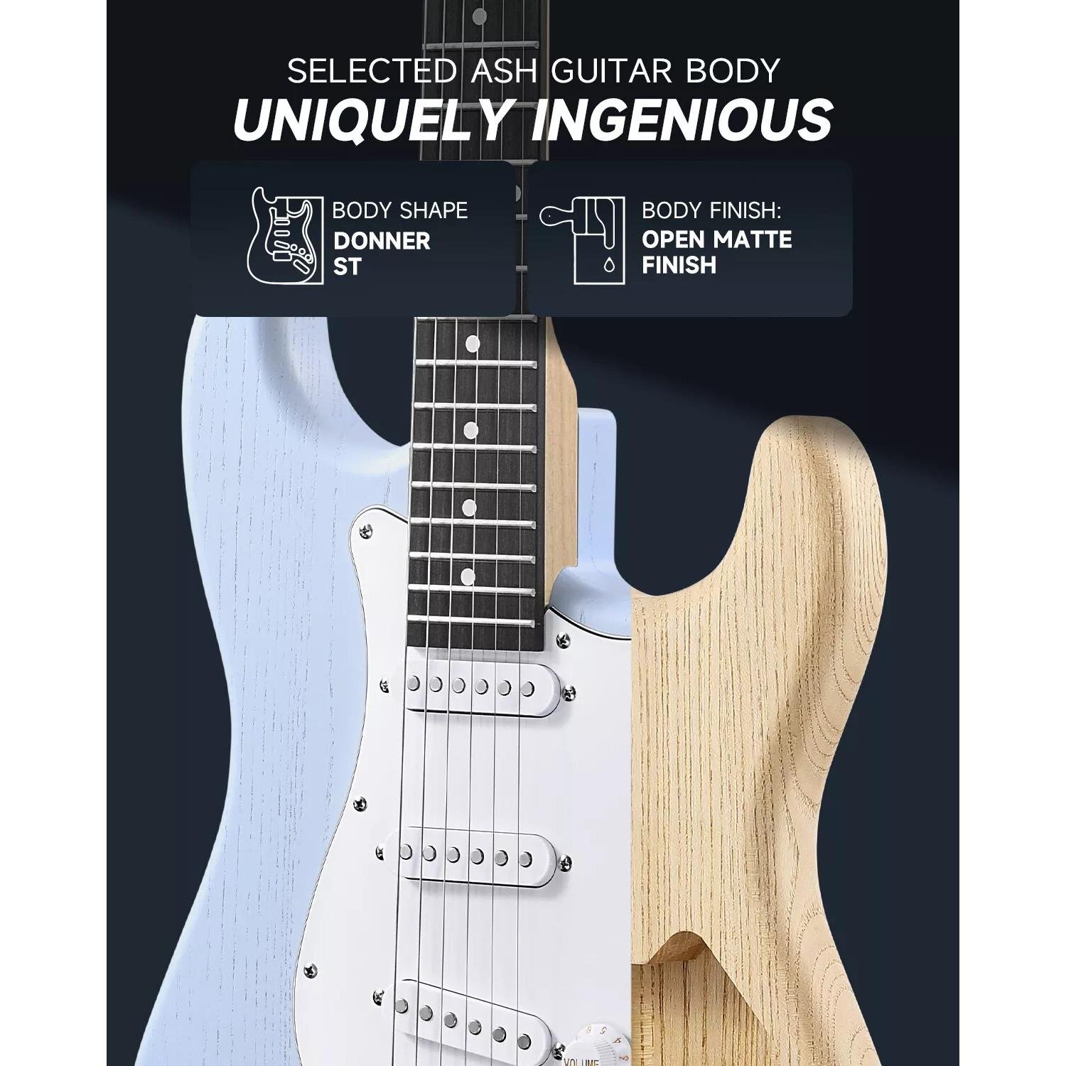 Donner DST-80 ST Elektro Gitar Seti (Sonic Blue)