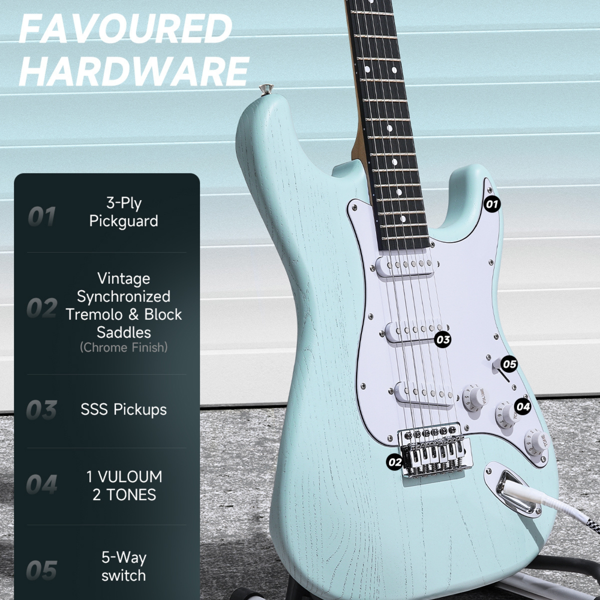 Donner DST-80 ST Elektro Gitar Seti (Surf Green)
