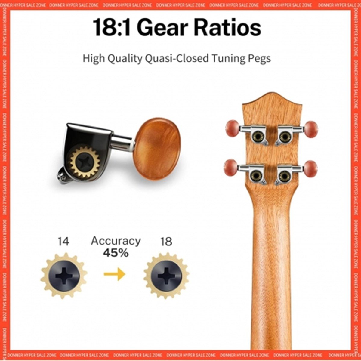 Donner DUC-4E Solid Concert Elektro Akustik Ukulele Seti (Natural)