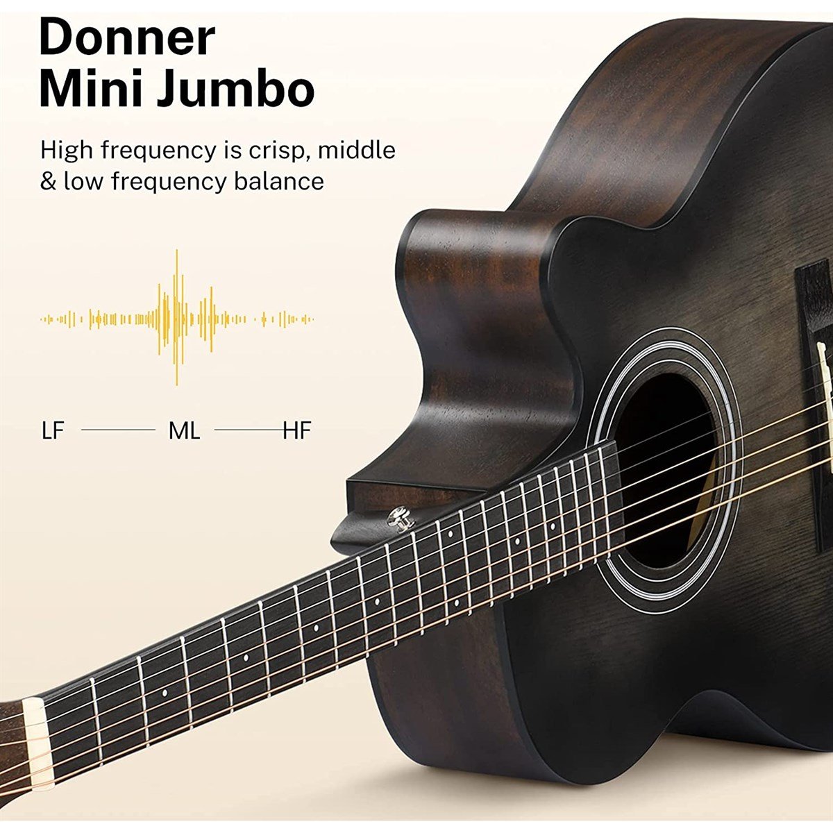 Donner EC2077 Mini Jumbo Cutaway Akustik Gitar Paketi
