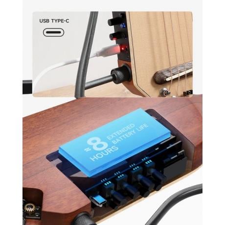 Donner Hush-i Pro Elektro Akustik Gitar (Natural Ladin)