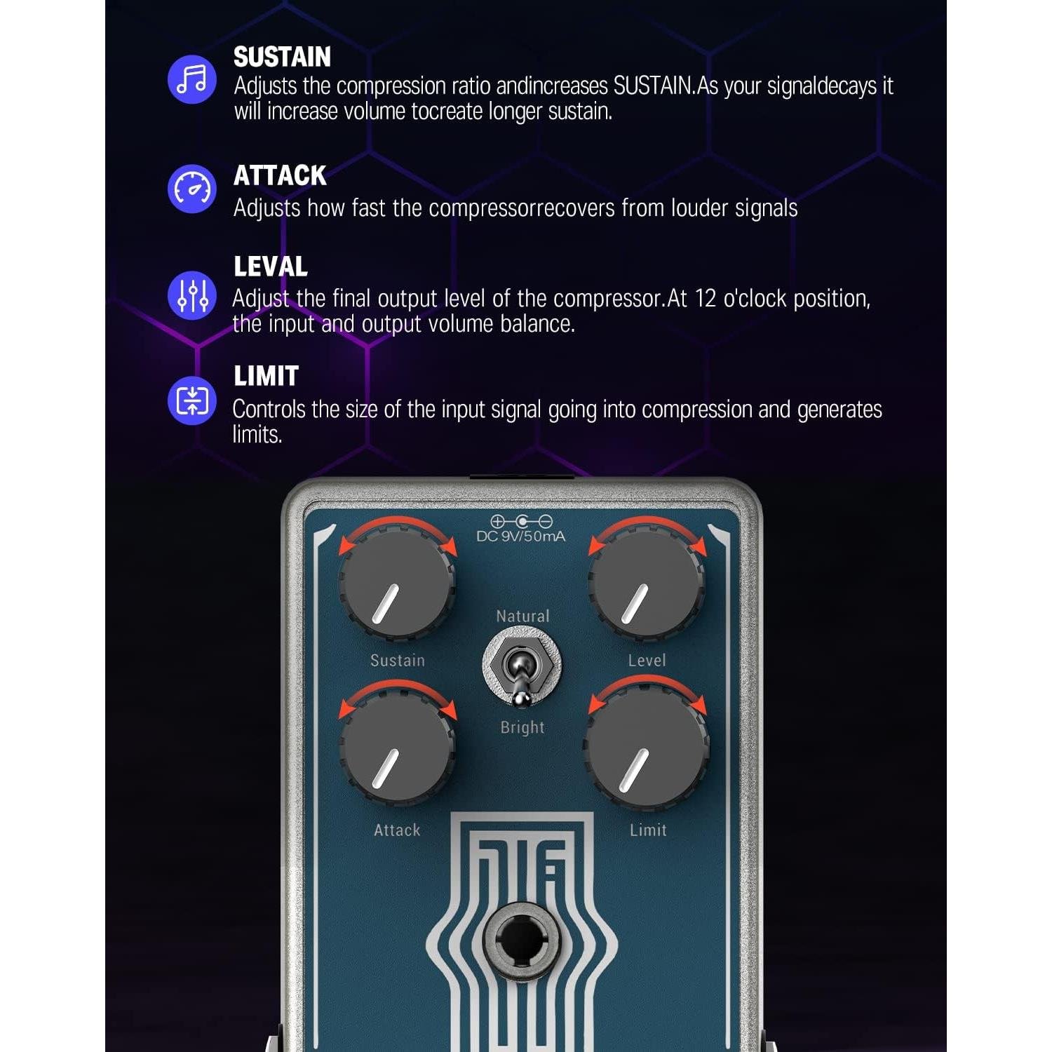 Donner LAX COMP True Analog Compressor Pedalı
