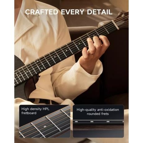 Donner RISING-G1 Carbon Fiber Akustik Gitar Seti (Siyah)