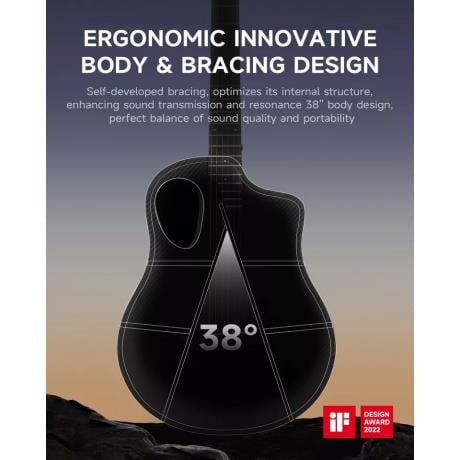 Donner RISING-G1 Carbon Fiber Akustik Gitar Seti (Siyah)