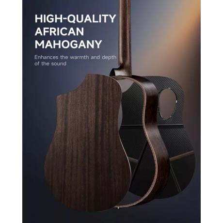 Donner RISING-G1 Carbon Fiber Akustik Gitar Seti (Siyah)