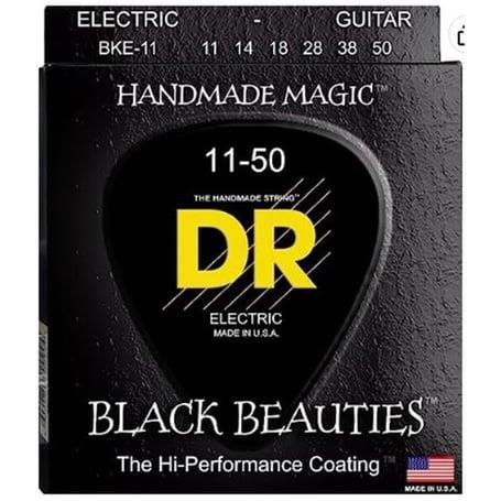 DR Black Beauties Elektro Gitar 0,11 Uzun Ömürlü Siyah Takım Tel (El yapımı)