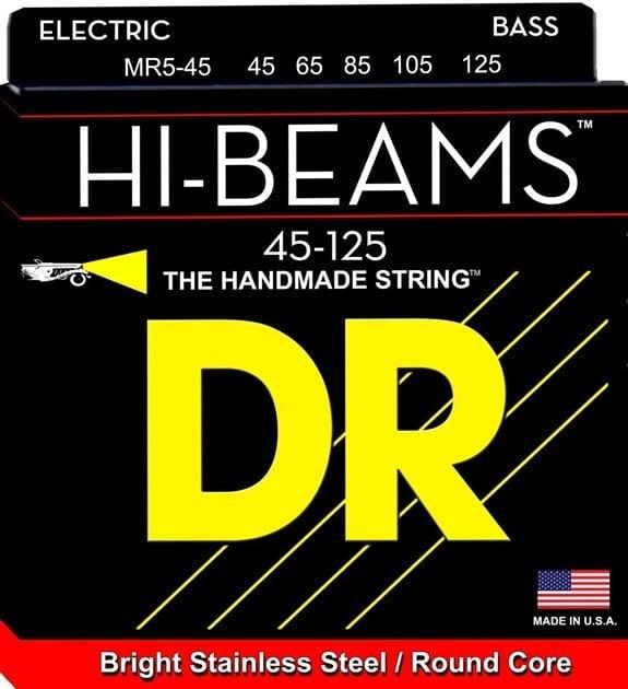 DR Hi Beams MR5-45 Bas Gitar 45-125 Uzun Ömürlü Takım 5 Tel (El yapımı)