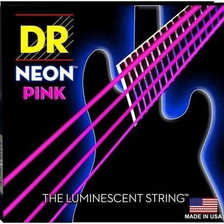 DR Neon Pink Bas Gitar 40-100 Uzun Ömürlü Takım Tel (El yapımı) (Neon Pembe)