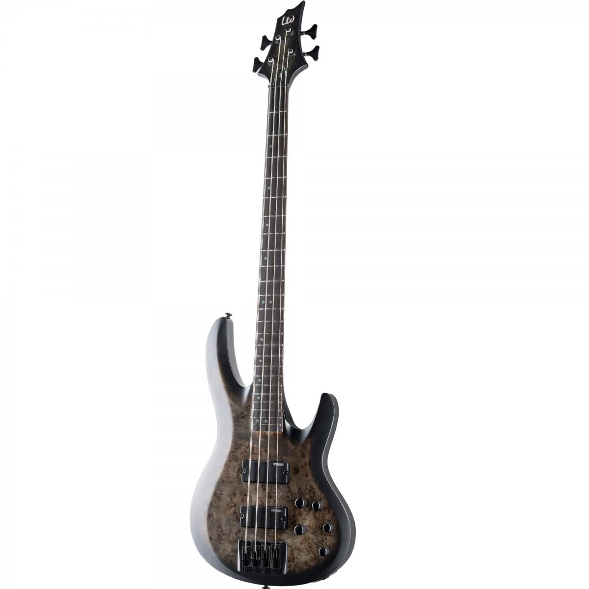 ESP LTD B-4 Ebony Burl Poplar Charcoal Burst Satin 4 Telli Bas Gitar