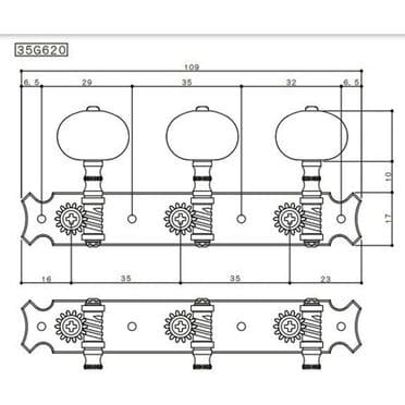 Gotoh 35G620 Klasik Gitar Burgusu Takım (3-3 Dizilim) (RS Sistem)