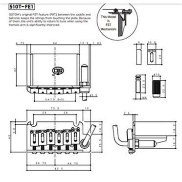 Gotoh 510TFE1B Strat Elektro Gitar Tremolo Köprü Seti Siyah FST Mekanizma