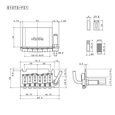 Gotoh 510TSFE1B Strat Elektro Gitar Tremolo Köprü Seti Siyah (Çelik Blok)