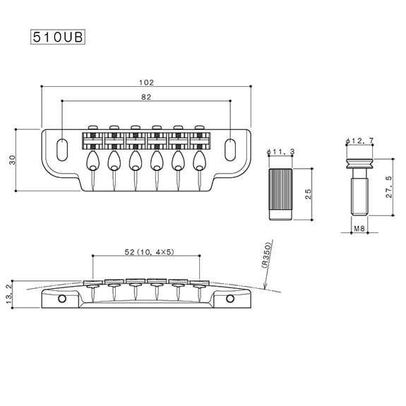 Gotoh 510UB B Tune o Matic Tailpiece Sistem Siyah