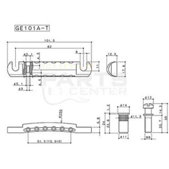 Gotoh GE101ATG Ekstra Hafif Alüminyum Tune o Matic Tailpiece Altın