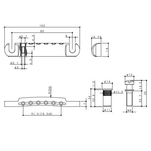 Gotoh GE101ZG Tune o Matic Tailpiece Altın