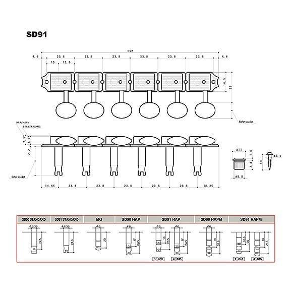 Gotoh SD91N Solak veya Reverse Elektro Gitar Burgu Seti (6 Dizilim)