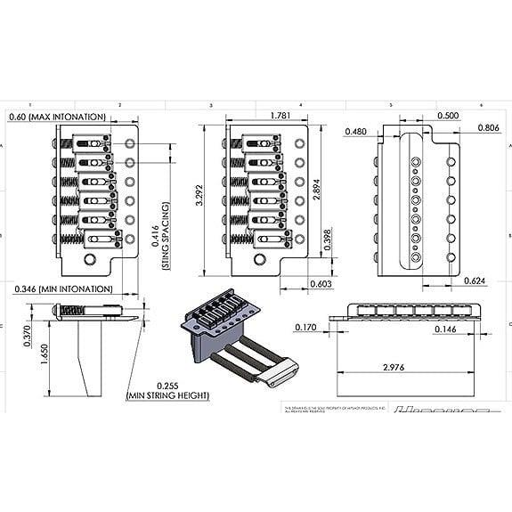 Hipshot 40500SSL Elektro Gitar Solak Tremolo Seti Cilalanmış Çelik 10,5mm