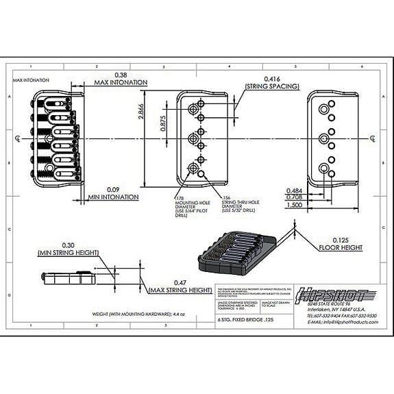 Hipshot 41060G Hardtail Sabit Köprü Altın (0,125)