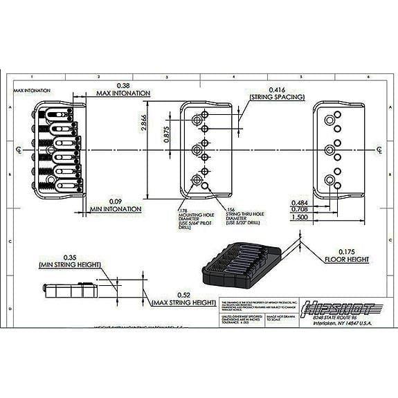 Hipshot 41065G Hardtail Sabit Köprü Altıon (0,175)