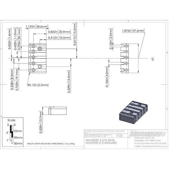 Hipshot 5H500B-708 5 Tel Headless Bas Köprü Sistemi Siyah (18mm)