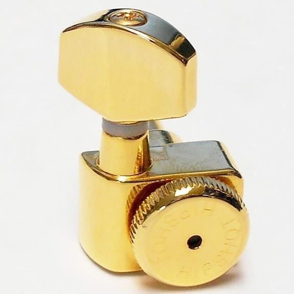 Hipshot Fender Directrofit Locking Solak veya Reverse Elektro Gitar Kilitli Burgu Seti Altın (6 Dizilim) (Yavaş tur)