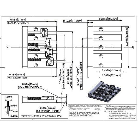 Hipshot KickAss 4 Tel Bas Köprüsü Krom (Tel Aralık Ayarlı)