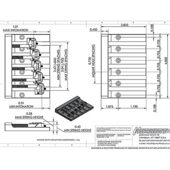 Hipshot KickAss 5 Adet Bas Saddle Seti Siyah (Tel Aralık Ayarlı)