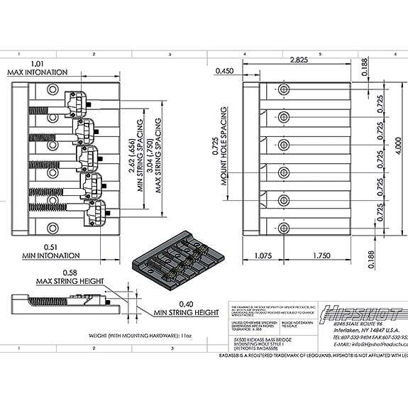 Hipshot KickAss 5 Tel Bas Köprüsü Krom (Tel Aralık Ayarlı)