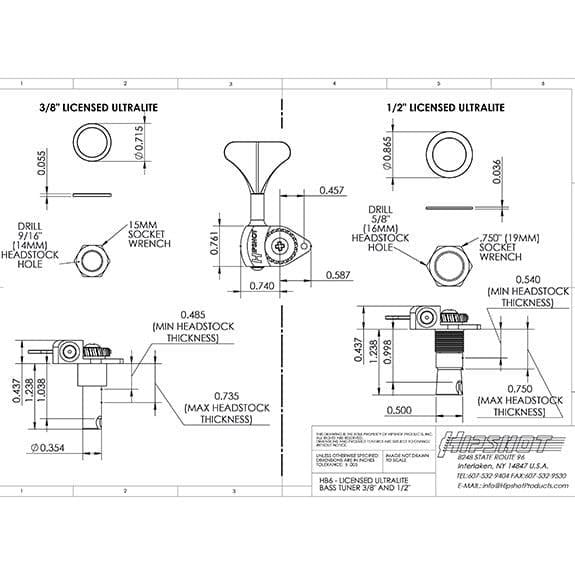 Hipshot Licenced Ultralite Clover Tekli Bas Gitar Burgu Sol Siyah (38) (Ekstra hafif)